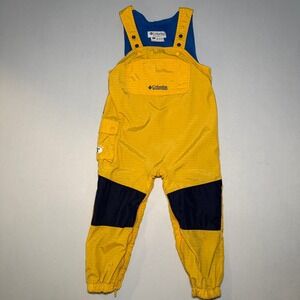 VTG Columbia Snow Overalls Kids 4T Yellow Blue Ripstop ZIP Winter Ski Bright 90s